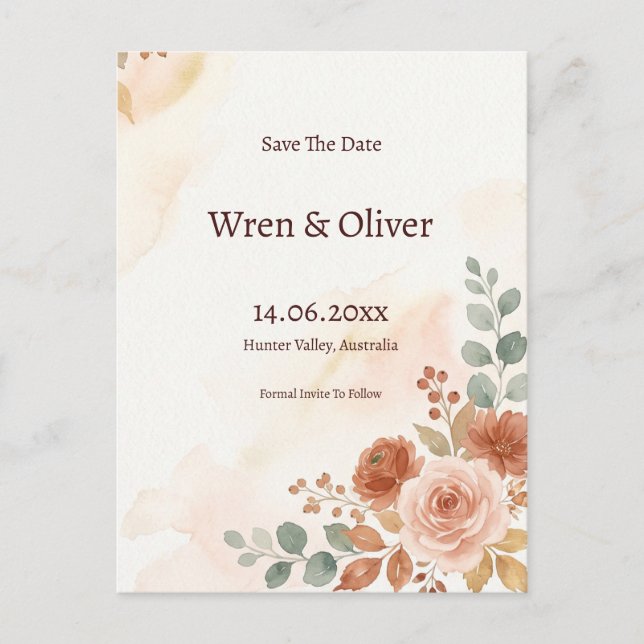 Rustic Sage Green Wedding Postcard (Front)