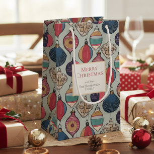 Rustic Sage Green Xmas Ornaments Small Gift Bag