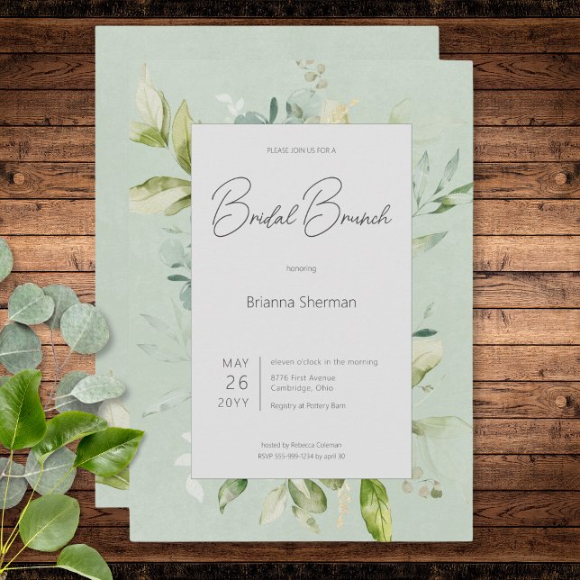 Rustic Sage Natural Greenery Bridal Brunch Invitation (Rustic Sage Natural Greenery Bridal Brunch Invitation)