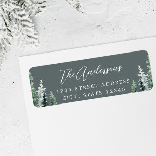 Rustic Sage Pine Forest Holiday Return Address Label