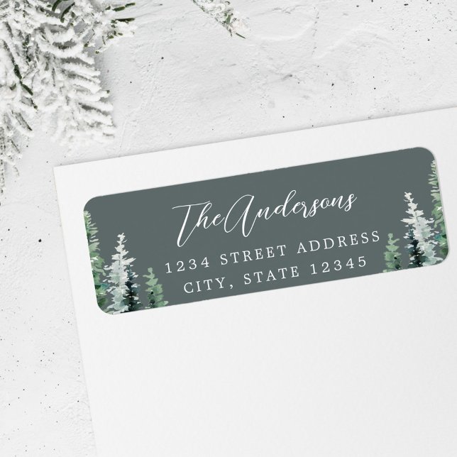Rustic Sage Pine Forest Holiday Return Address Label (Creator Uploaded)
