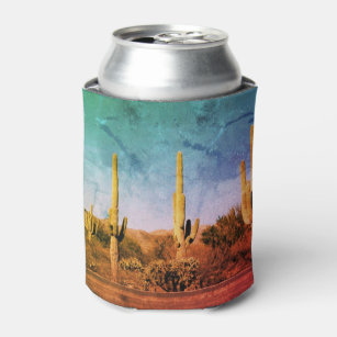 Rustic Saguaro Cactus Arizona Can Cooler