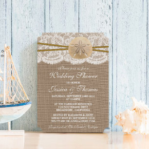Rustic Sand Dollar Beach Wedding Shower Invitation