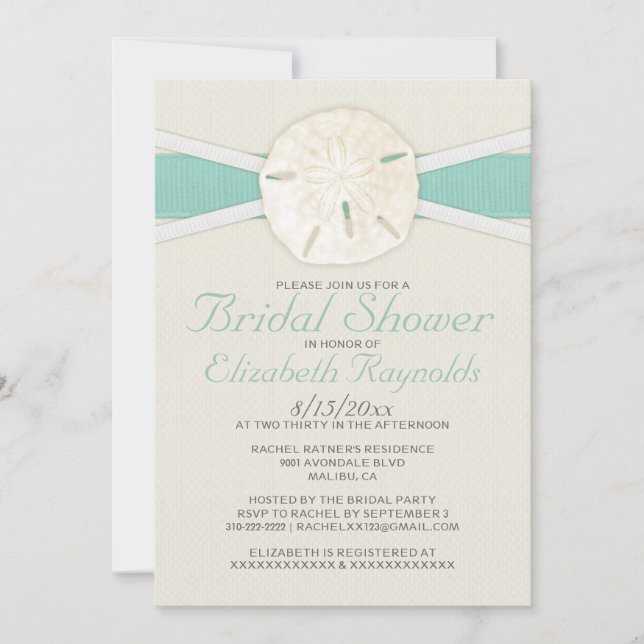 Rustic Sand Dollar Bridal Shower Invitations (Front)
