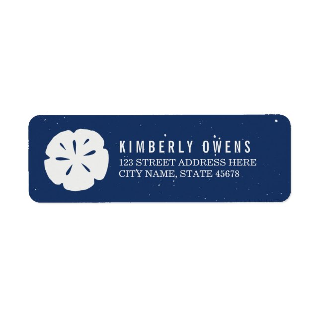 Rustic Sand Dollar Return Address Labels / Navy (Front)