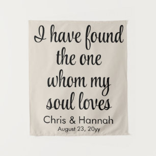 Rustic Sand Tan Black Wedding Sign for Ceremony Tapestry