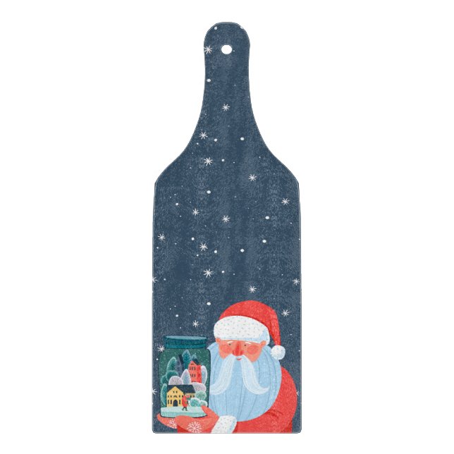 Rustic Santa Claus Mason Jar Town Cutting Board (Front)
