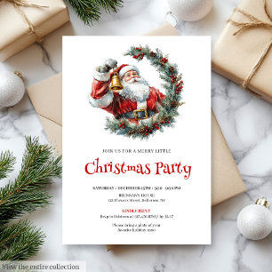 Rustic Santa Claus Pine Wreath Holiday Party   Invitation