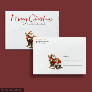 Rustic Santa Claus Traditional Red White Envelopes