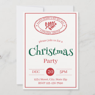 Rustic Santa Stamp Holiday Invitation Vintage