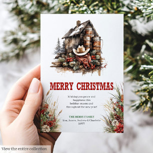 Rustic savanna Christmas greeting card digital