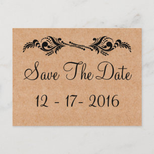 Rustic  Save The Date Brown Wedding Photo Postcard