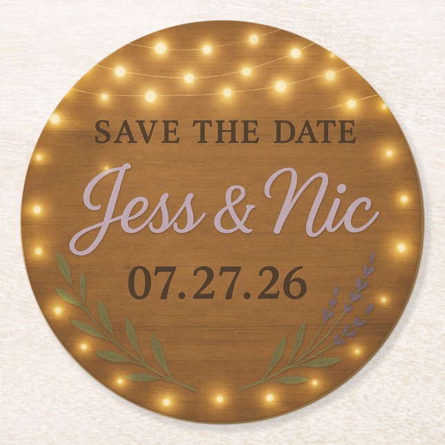 Rustic Save the Date Coasters – Jess & Nic 07 27 2 (Front)