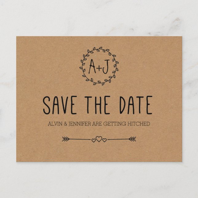 Rustic Save the Date / Kraft Paper Save the date Announcement Postcard (Front)