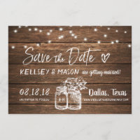 Rustic Save the Date | Mason Jars & String Lights