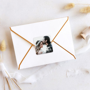Rustic Save the Date Photo Wedding Favour Square Sticker