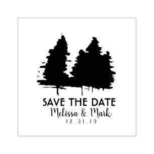 Rustic Save the Date Trees Wedding Rubber Inking Stamp