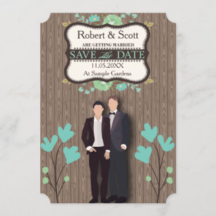 Rustic Save the Date, Two Grooms Save The Date