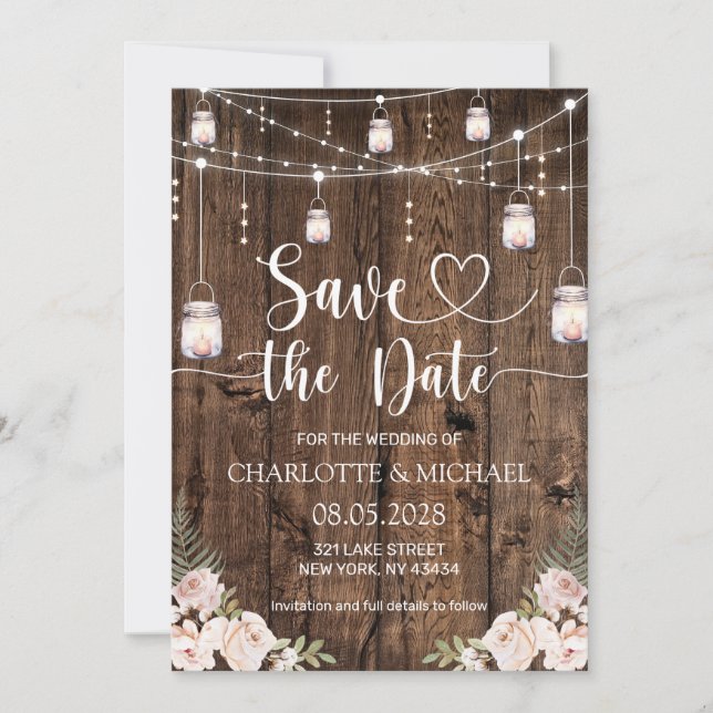 Rustic Save the Date Wedding Invitation (Front)