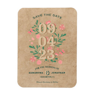 Rustic Save the Date with no Photo Unique Wedding Magnet