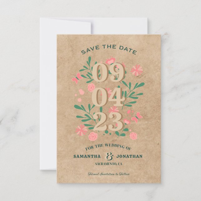 Rustic Save the Date with Photo Unique Wedding (Front)