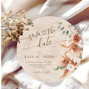 Rustic Save the Date Wood Cut Card