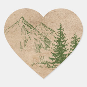 Rustic Scenic Mountain Range Stickers