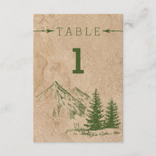 Rustic Scenic Mountain Range Wedding Table Number