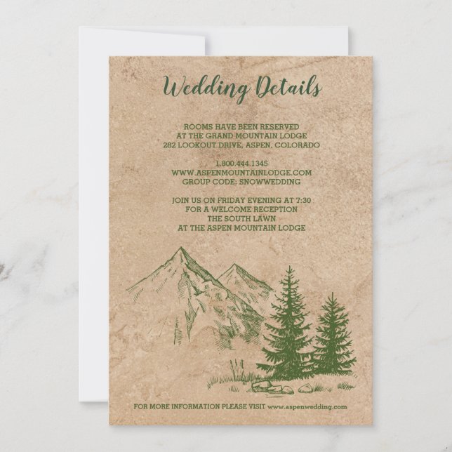 Rustic Scenic Mountain Wedding Info Card (Front)
