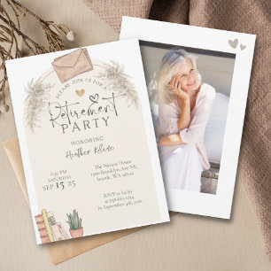 Rustic School Teacher Retirement Party Photo Invitation