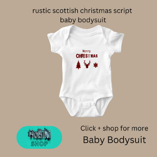rustic scottish christmas script baby bodysuit