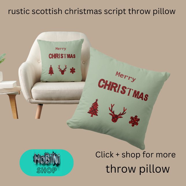 rustic scottish christmas script  cushion (rustic scottish christmas script throw pillow)