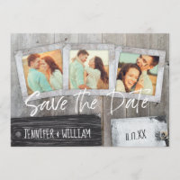 Rustic Scrapbook Photo Collage Save the Date STD