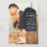 Rustic Scrapbook Photo with Tag Wedding Invitation