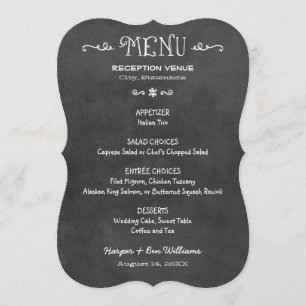 Rustic Script Black Chalkboard Wedding Dinner Menu