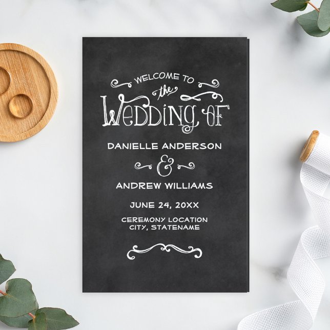 Rustic Script Black Chalkboard Wedding Programs (Creator Uploaded)