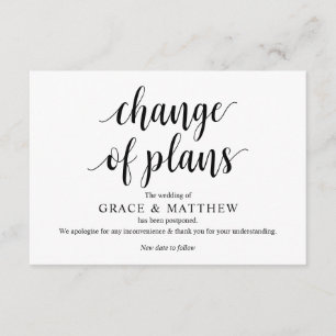 Rustic Script, Black, Wedding postpone, Editable Enclosure Card