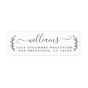 Rustic Script Black White Family Return Address Label