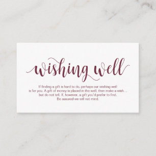 Rustic Script, Burgundy, Wedding Wishing Well Enclosure Card