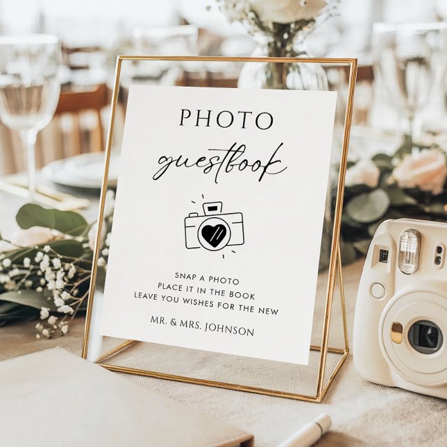 Rustic Script Camera Photo Guestbook Wedding Sign (Creator Uploaded)