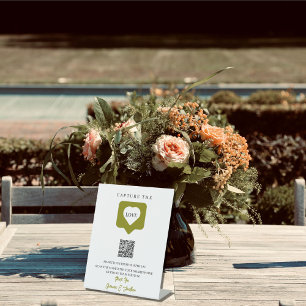 Rustic Script Capture The Love Wedding QR Code Pedestal Sign