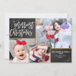 Rustic script chalkboard collage christmas holiday card<br><div class="desc">photo collage design with lovely white brush script. You can upload your own photo,  edit the text and other features</div>