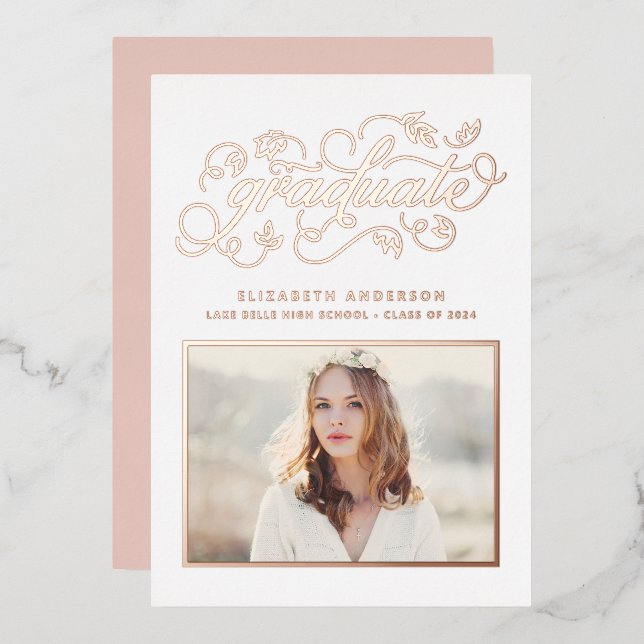 Rustic Script Class of 2024 Graduation Rose Gold (Front/Back)