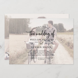 Rustic Script   Faded Horizontal Photo Wedding Invitation