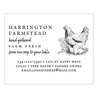 Rustic Script Family Farm Fresh Egg Carton Rubber Stamp