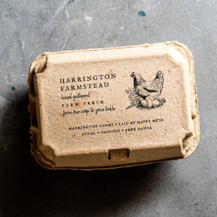 Rustic Script Family Farm Fresh Egg Carton Rubber Stamp