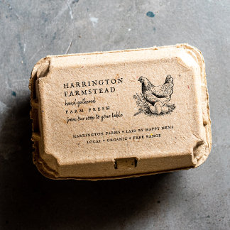 Rustic Script Family Farm Fresh Egg Carton Rubber Stamp