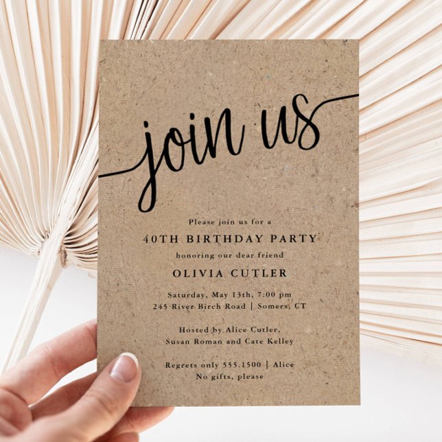 Rustic Script Kraft "Join Us" Any Occasion Invitation (Creator Uploaded)