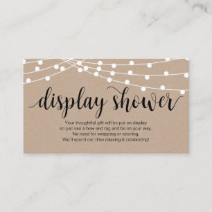 Rustic Script, Kraft, String Lights Display Shower Enclosure Card