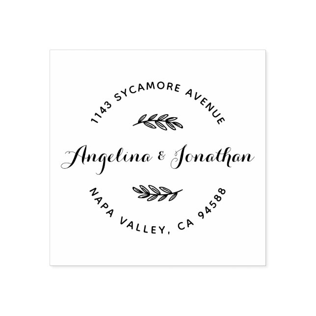 Rustic Script Lettering | Couple Return Address Rubber Stamp (Imprint)